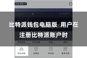 比特派钱包电脑版 用户在注册比特派账户时